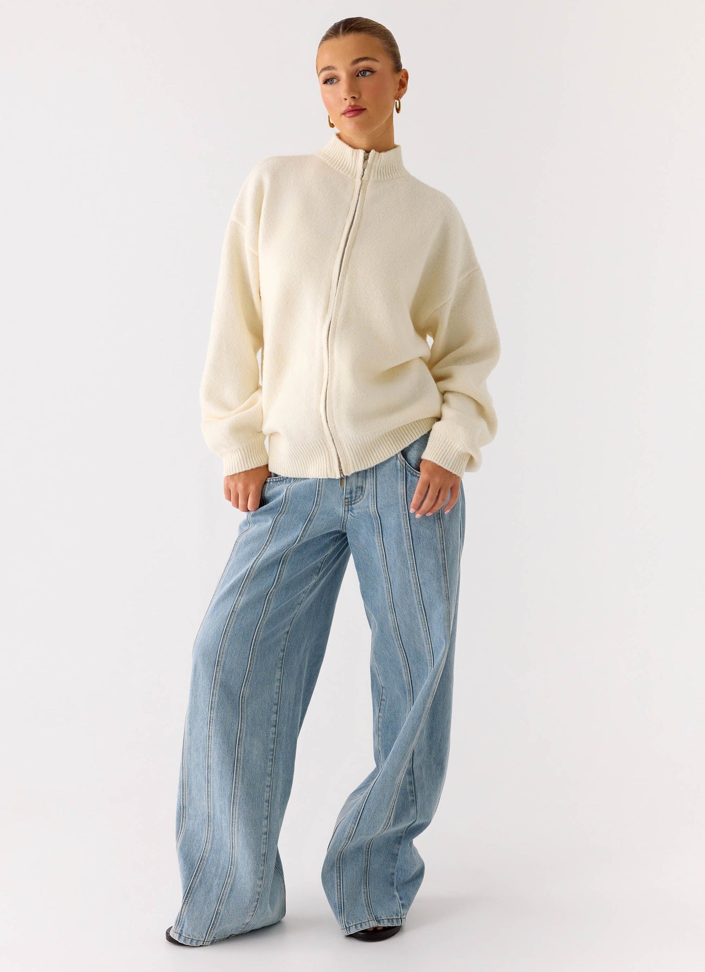 Davy Knit Zip Jacket - Ivory