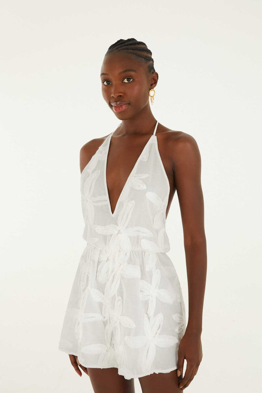 Romper With Neck Tie